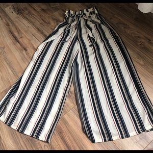 striped wide leg pants